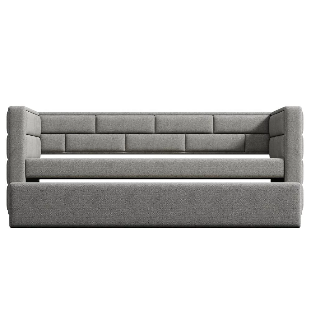 Twin Daybed with Trundle Upholstered Daybed with Padded Back by ATHMILE 1 Twin Daybed with Trundle Upholstered Daybed with Padded Back by ATHMILE