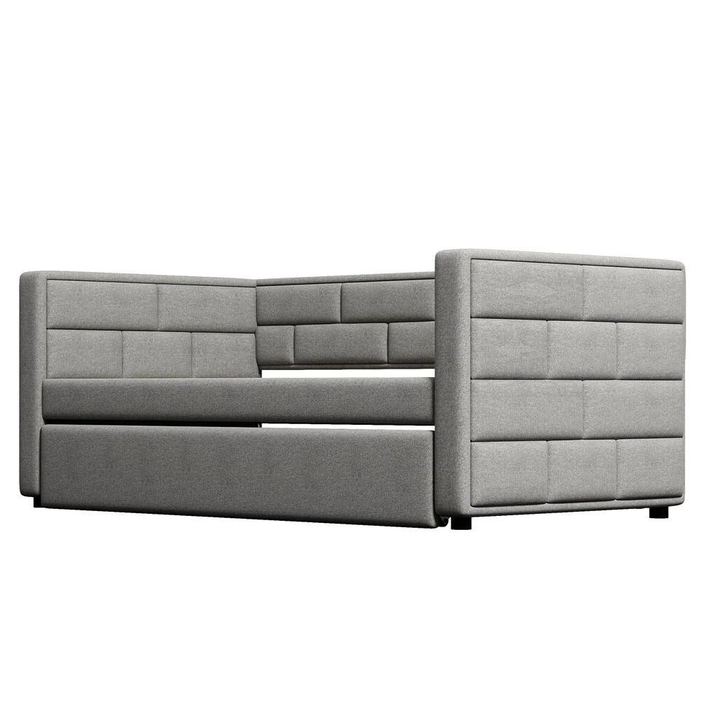 Twin Daybed with Trundle Upholstered Daybed with Padded Back by ATHMILE 3 Twin Daybed with Trundle Upholstered Daybed with Padded Back by ATHMILE - Image 3