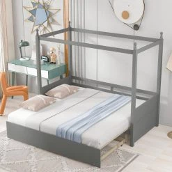 Gray Twin Size Canopy Daybed by ATHMILE -ATHMILE Sales Store gray athmile daybeds gz b2w20221228 1f 1000