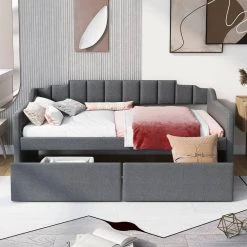 Gray Twin Size Daybed with Two Drawers by ATHMILE 17 Gray Twin Size Daybed with Two Drawers by ATHMILE -ATHMILE Sales Store gray athmile daybeds gz b2w20222166 31 1000