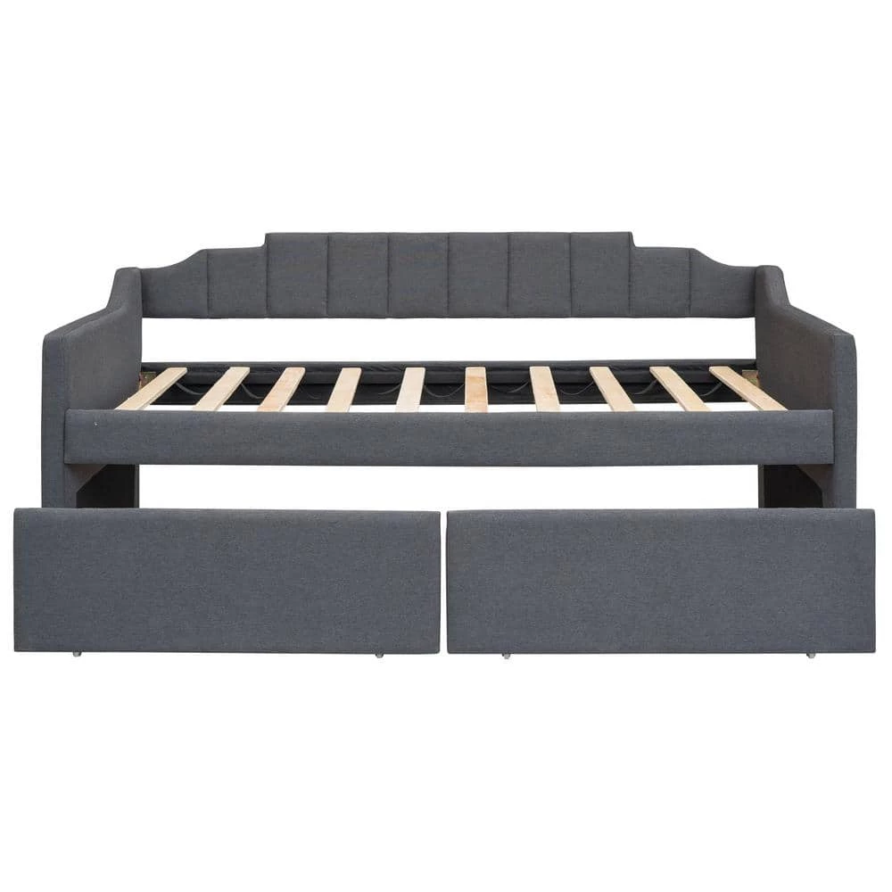 Gray Twin Size Daybed with Two Drawers by ATHMILE 1 Gray Twin Size Daybed with Two Drawers by ATHMILE