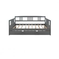 Gray Full Size Daybed Wood Bed with Twin Size Trundle by ATHMILE 14 Gray Full Size Daybed Wood Bed with Twin Size Trundle by ATHMILE -ATHMILE Sales Store gray athmile daybeds zg lp000048aae 4f 1000
