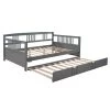 Gray Full Size Daybed Wood Bed with Twin Size Trundle by ATHMILE