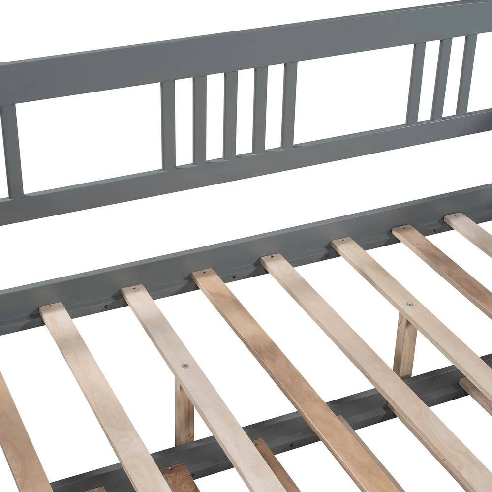 Gray Full Size Daybed Wood Bed with Twin Size Trundle by ATHMILE 3 Gray Full Size Daybed Wood Bed with Twin Size Trundle by ATHMILE - Image 3