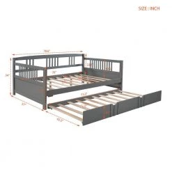 Gray Full Size Daybed Wood Bed with Twin Size Trundle by ATHMILE 13 Gray Full Size Daybed Wood Bed with Twin Size Trundle by ATHMILE -ATHMILE Sales Store gray athmile daybeds zg lp000048aae c3 1000