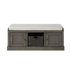 Gray Storage Bench 18.3 in. H x 45.7 in. W x 15.7 in. D by ATHMILE