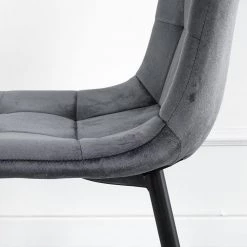 Grey Velvet Dining Chairs (Set of 2) by ATHMILE -ATHMILE Sales Store gray athmile dining chairs ddw21037657 1f 1000