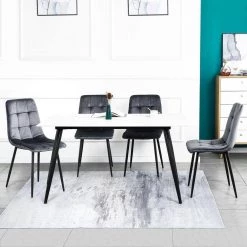 Grey Velvet Dining Chairs (Set of 2) by ATHMILE -ATHMILE Sales Store gray athmile dining chairs ddw21037657 31 1000
