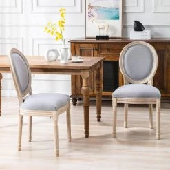 Gray Fabric Dining Chairs (Set of 2) by ATHMILE -ATHMILE Sales Store gray athmile dining chairs ddw21232647 31 1000