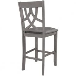 40 in.H Cross Back Counter Height Kitchen Dining Chairs with Gray Padded (Set of 2) by ATHMILE -ATHMILE Sales Store gray athmile dining chairs gz b2w20220106 fa 1000