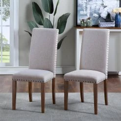 Gray Linen Upholstered Dining Chairs (Set of 2) by ATHMILE 15 Gray Linen Upholstered Dining Chairs (Set of 2) by ATHMILE -ATHMILE Sales Store gray athmile dining chairs gz b2w20221270 31 1000