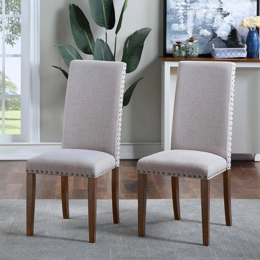 Gray Linen Upholstered Dining Chairs (Set of 2) by ATHMILE 8 Gray Linen Upholstered Dining Chairs (Set of 2) by ATHMILE - Image 8