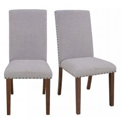 Gray Linen Upholstered Dining Chairs (Set of 2) by ATHMILE