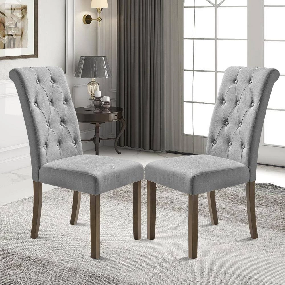 Gray Aristocratic Style Dining Chair Noble and Elegant Solid Wood Tufted Dining Chair Dining Room Set (Set of 2) by ATHMILE 8 Gray Aristocratic Style Dining Chair Noble and Elegant Solid Wood Tufted Dining Chair Dining Room Set (Set of 2) by ATHMILE - Image 8