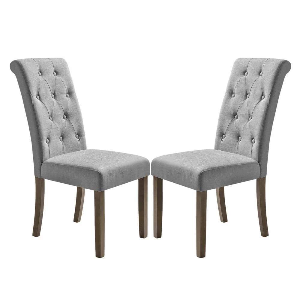 Gray Aristocratic Style Dining Chair Noble and Elegant Solid Wood Tufted Dining Chair Dining Room Set (Set of 2) by ATHMILE 1 Gray Aristocratic Style Dining Chair Noble and Elegant Solid Wood Tufted Dining Chair Dining Room Set (Set of 2) by ATHMILE
