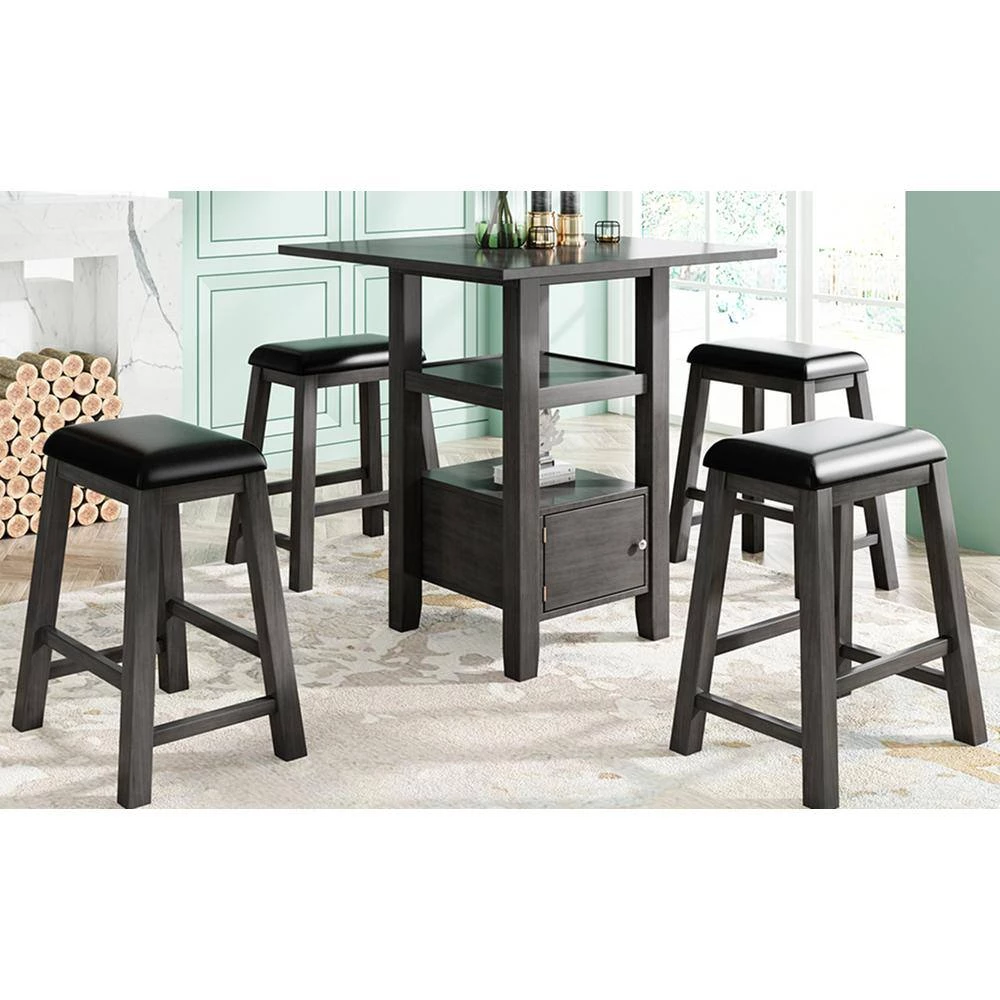 5-Piece Wood Top Gray Counter Height Table Set by ATHMILE 7 5-Piece Wood Top Gray Counter Height Table Set by ATHMILE - Image 7