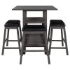 5-Piece Wood Top Gray Counter Height Table Set by ATHMILE