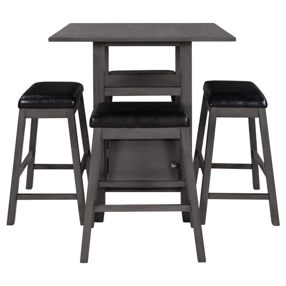 5-Piece Wood Top Gray Counter Height Table Set by ATHMILE 1 5-Piece Wood Top Gray Counter Height Table Set by ATHMILE