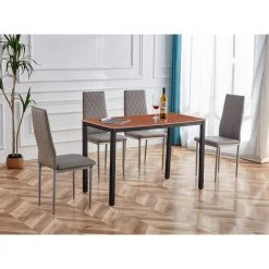 5-Piece Gray wood Top Table Set (Seats-4) by ATHMILE -ATHMILE Sales Store gray athmile dining room sets ddw854s00013 31 1000