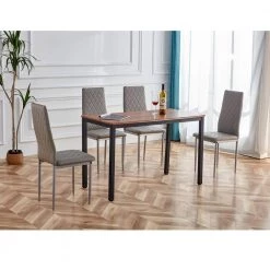 5-Piece Gray wood Top Table Set (Seats-4) by ATHMILE -ATHMILE Sales Store gray athmile dining room sets ddw854s00015 31 1000