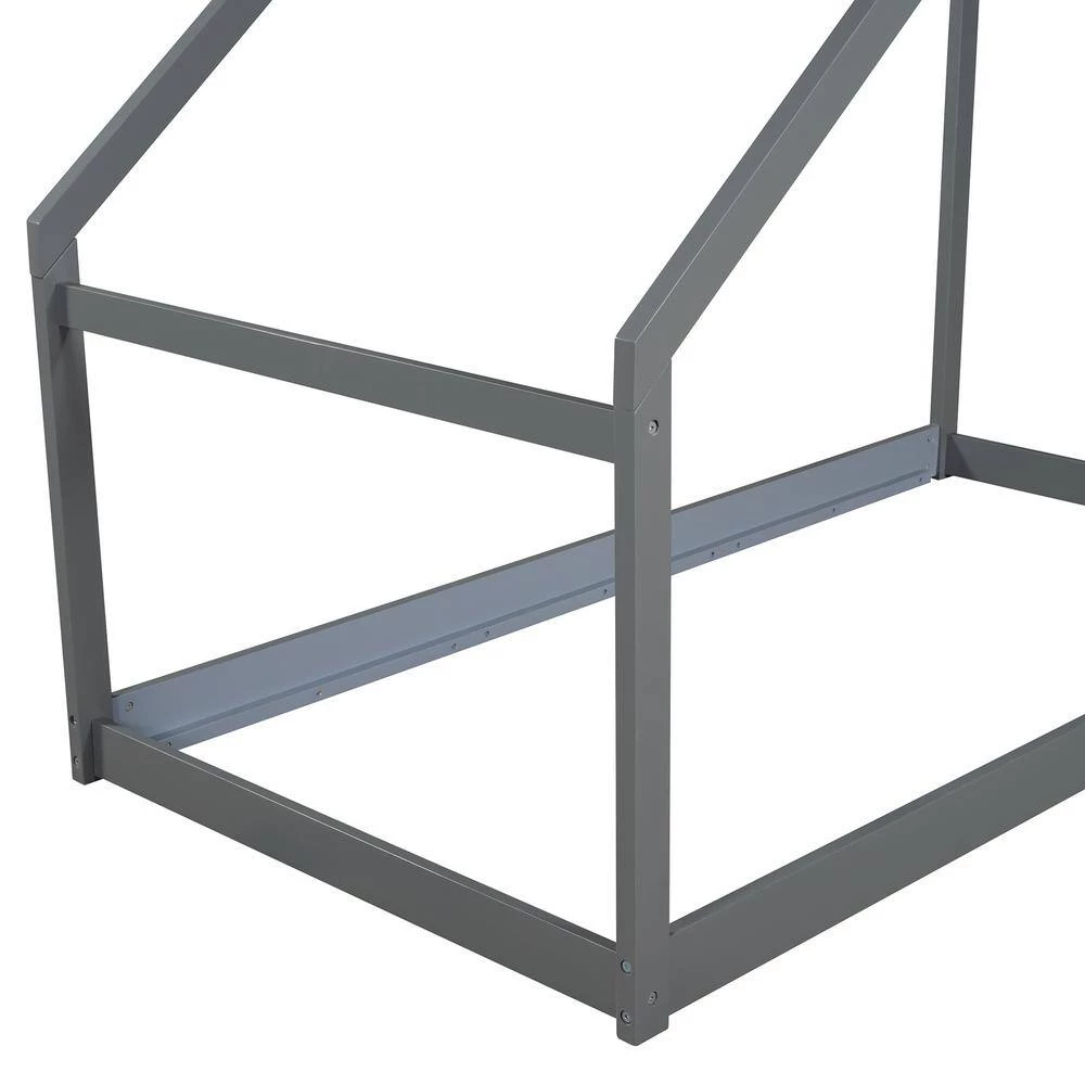 Gray Twin Size Wooden House Bed by ATHMILE 5 Gray Twin Size Wooden House Bed by ATHMILE - Image 5