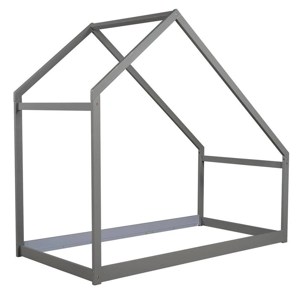 Gray Twin Size Wooden House Bed by ATHMILE 6 Gray Twin Size Wooden House Bed by ATHMILE - Image 6
