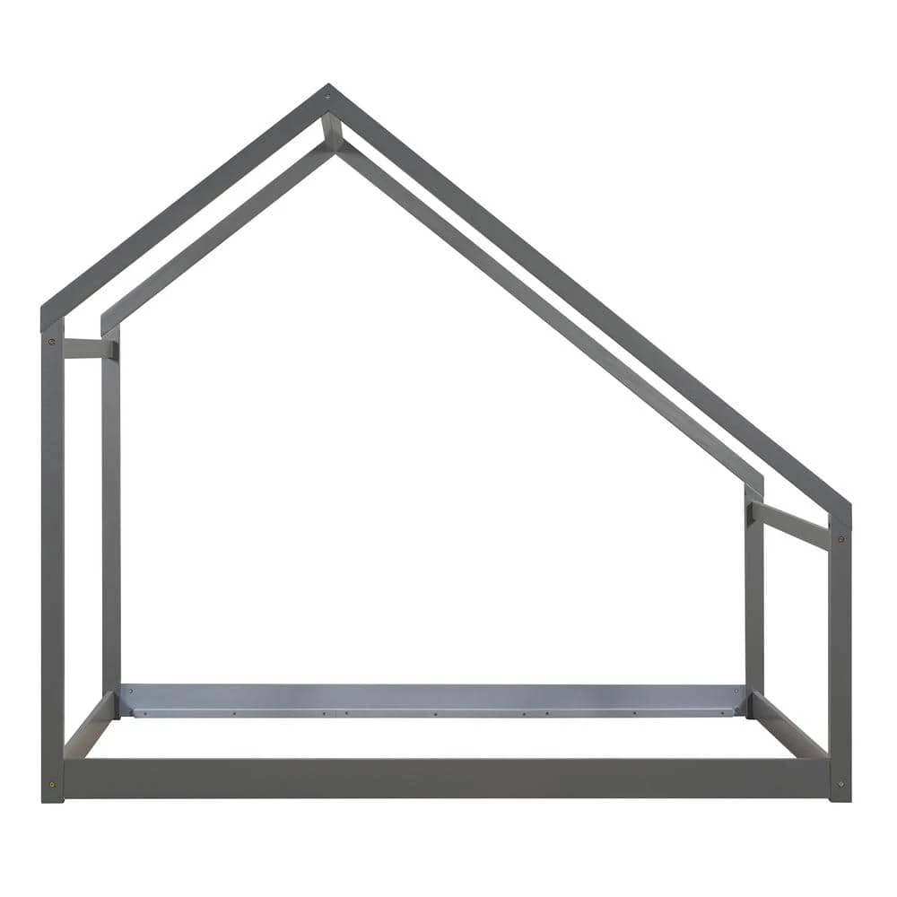 Gray Twin Size Wooden House Bed by ATHMILE 1 Gray Twin Size Wooden House Bed by ATHMILE