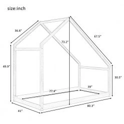 Gray Twin Size Wooden House Bed by ATHMILE 9 Gray Twin Size Wooden House Bed by ATHMILE -ATHMILE Sales Store gray athmile kids beds gz b2w20220450 c3 1000