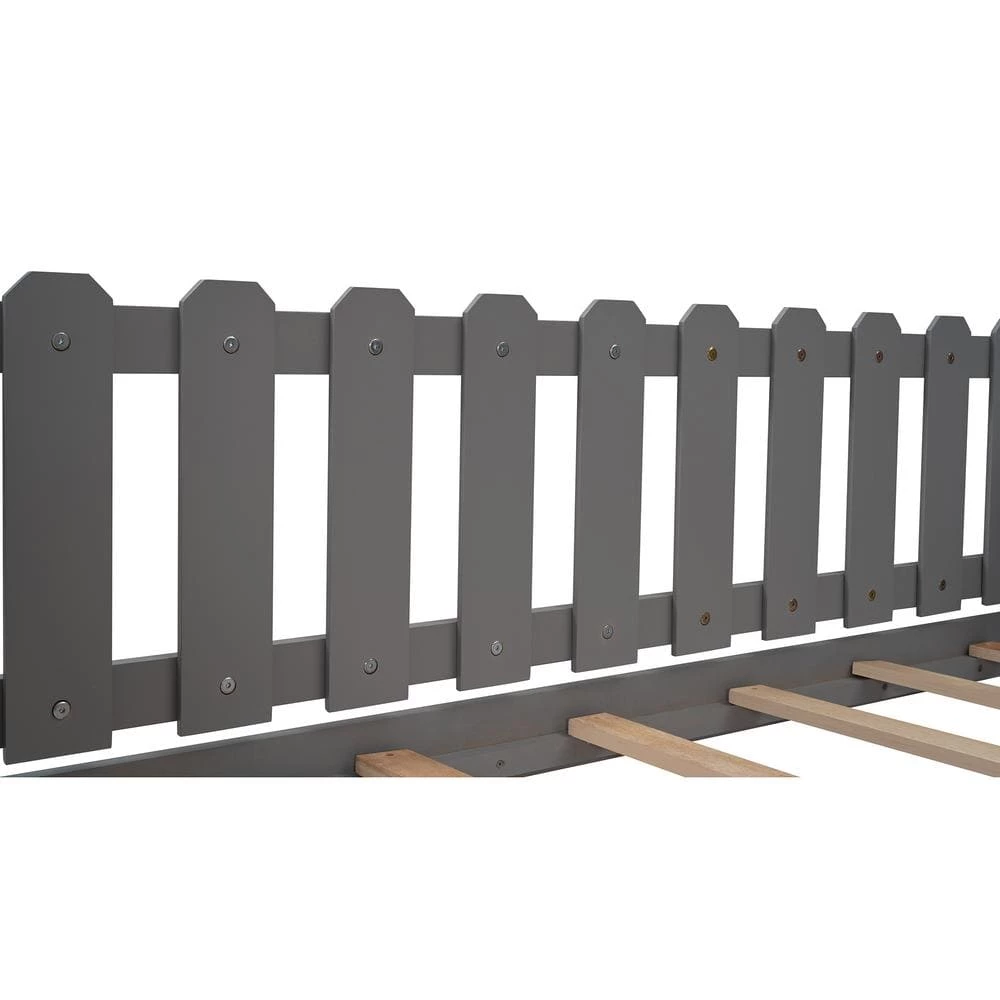 Gray Twin Size House Bed with Trundle by ATHMILE 5 Gray Twin Size House Bed with Trundle by ATHMILE - Image 5