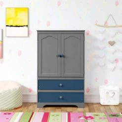 Gray Armoire 31.3 in. x 15.98 in. x 51.02 in. by ATHMILE -ATHMILE Sales Store gray athmile kids dressers gz b2w20221050 31 1000