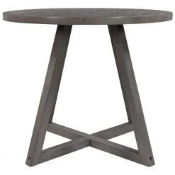 36 in. Gray Wood Top Round Dining Table by ATHMILE