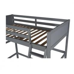 Gray Solid Wood Twin Size Loft Bed with Ladder by ATHMILE -ATHMILE Sales Store gray athmile loft beds gz b2w20220298 1f 1000