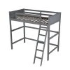 Gray Solid Wood Twin Size Loft Bed with Ladder by ATHMILE