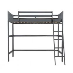 Gray Solid Wood Twin Size Loft Bed with Ladder by ATHMILE -ATHMILE Sales Store gray athmile loft beds gz b2w20220298 76 1000