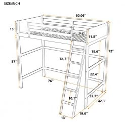 Gray Solid Wood Twin Size Loft Bed with Ladder by ATHMILE -ATHMILE Sales Store gray athmile loft beds gz b2w20220298 c3 1000