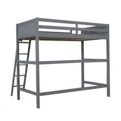 Gray Solid Wood Twin Size Loft Bed with Ladder by ATHMILE -ATHMILE Sales Store gray athmile loft beds gz b2w20220298 fa 1000
