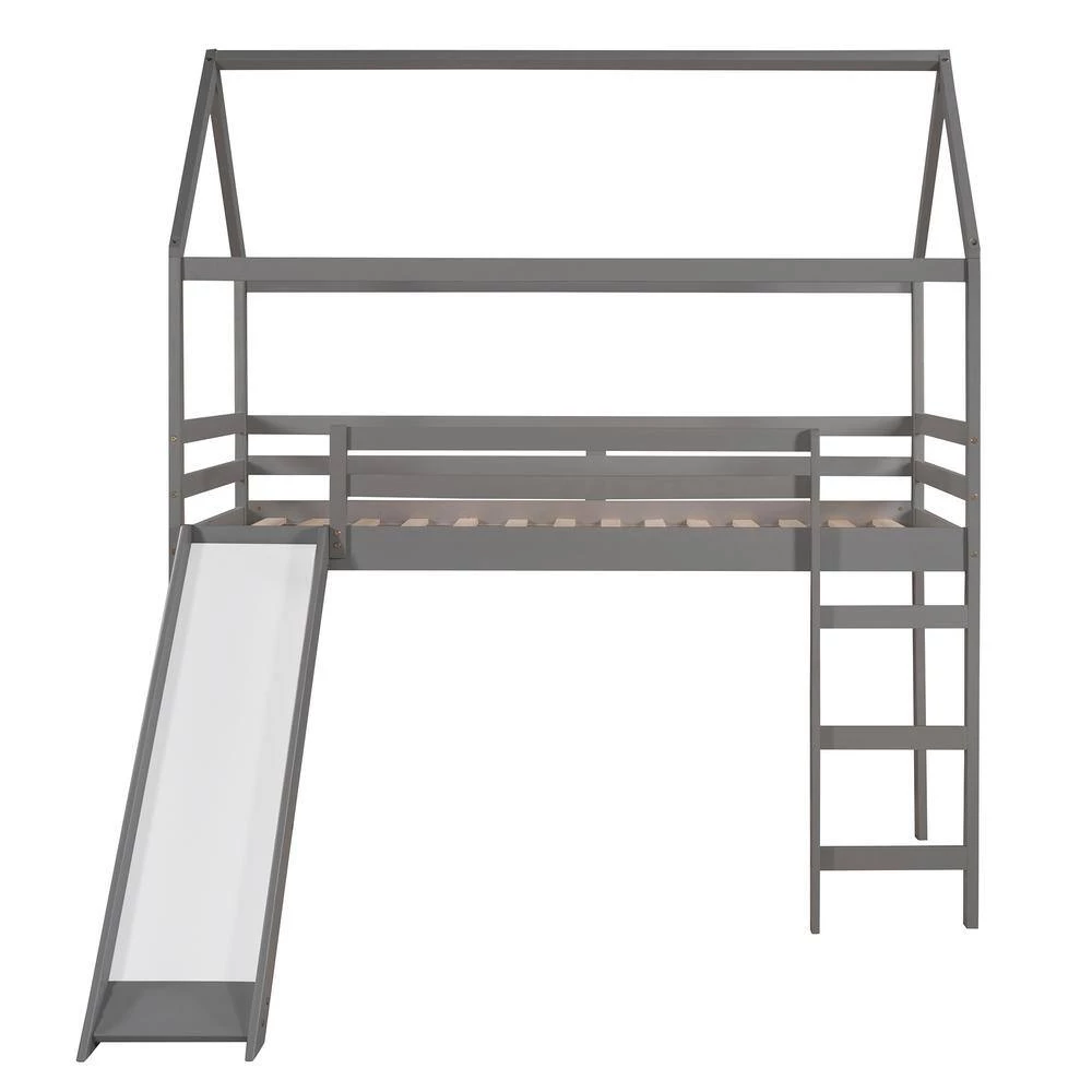 Gray Twin Loft Bed with Slide by ATHMILE 4 Gray Twin Loft Bed with Slide by ATHMILE - Image 4