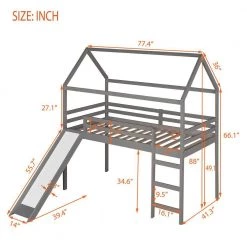 Gray Twin Loft Bed with Slide by ATHMILE 11 Gray Twin Loft Bed with Slide by ATHMILE -ATHMILE Sales Store gray athmile loft beds gz b2w20221310 c3 1000