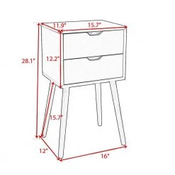 2-Drawer Gray Nightstand (Set of 2) by ATHMILE -ATHMILE Sales Store gray athmile nightstands ddw104106dig 1f 1000