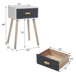 2-Drawer Gray Nightstand (Set of 2) by ATHMILE -ATHMILE Sales Store gray athmile nightstands ddw104106dig 44 1000
