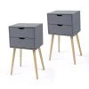 2-Drawer Gray Nightstand (Set of 2) by ATHMILE
