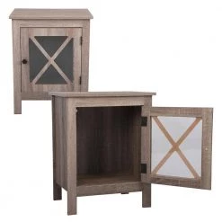 1-Cabinet Gray Nightstand (Set of 2) by ATHMILE