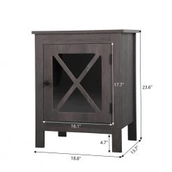 1-Cabinet Gray Nightstand (Set of 2) by ATHMILE