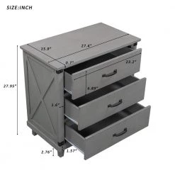 3-Drawer Gray Nightstand(27.95 in. H x 27.4 in. W x 15.9 in. D) by ATHMILE 9 3-Drawer Gray Nightstand(27.95 in. H x 27.4 in. W x 15.9 in. D) by ATHMILE -ATHMILE Sales Store gray athmile nightstands dztwf281114aae 4f 1000