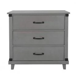 3-Drawer Gray Nightstand（27.95 in. H x 27.4 in. W x 15.9 in. D） by ATHMILE