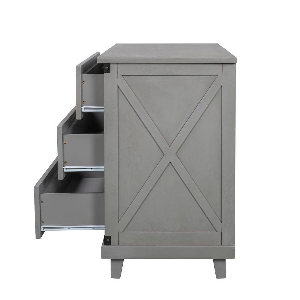 3-Drawer Gray Nightstand(27.95 in. H x 27.4 in. W x 15.9 in. D) by ATHMILE 3 3-Drawer Gray Nightstand(27.95 in. H x 27.4 in. W x 15.9 in. D) by ATHMILE - Image 3