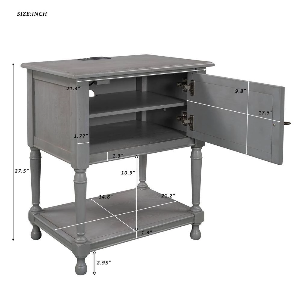 0-Drawer Gray Nightstand(27.5 in. H x 21.2 in. W x 14.8 in. D) by ATHMILE 5 0-Drawer Gray Nightstand(27.5 in. H x 21.2 in. W x 14.8 in. D) by ATHMILE - Image 5