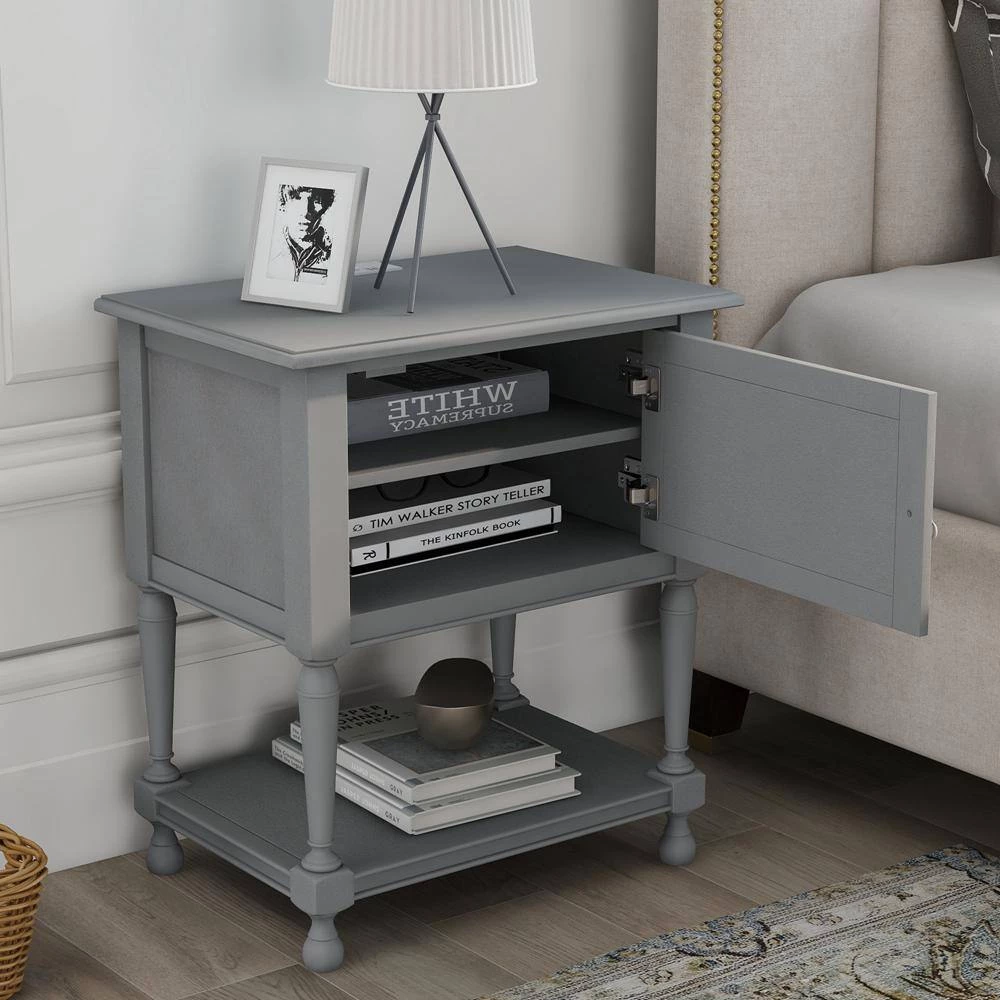 0-Drawer Gray Nightstand(27.5 in. H x 21.2 in. W x 14.8 in. D) by ATHMILE 2 0-Drawer Gray Nightstand(27.5 in. H x 21.2 in. W x 14.8 in. D) by ATHMILE - Image 2