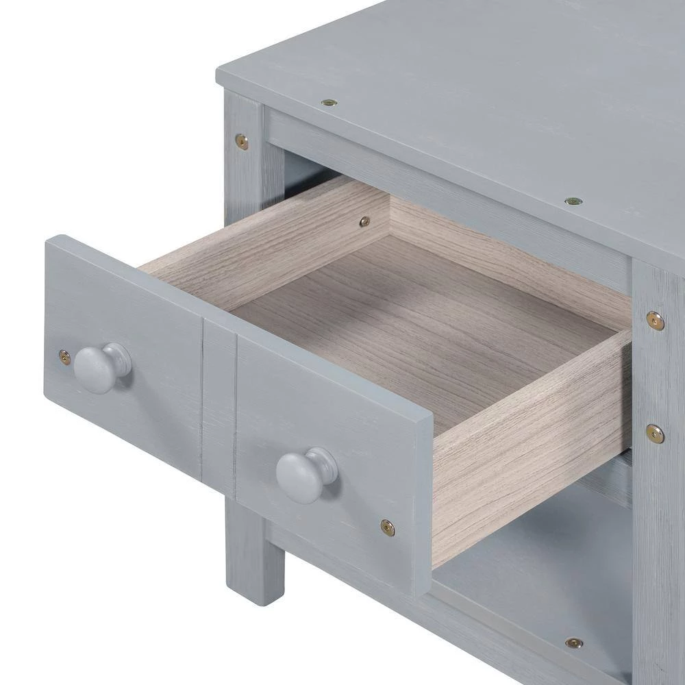 1-Drawer Gray Wooden Nightstand 18.8 in. L x 15.7 in. W x 18.7 in. H by ATHMILE 5 1-Drawer Gray Wooden Nightstand 18.8 in. L x 15.7 in. W x 18.7 in. H by ATHMILE - Image 5