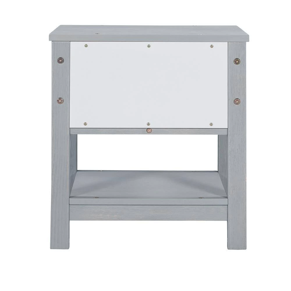 1-Drawer Gray Wooden Nightstand 18.8 in. L x 15.7 in. W x 18.7 in. H by ATHMILE 6 1-Drawer Gray Wooden Nightstand 18.8 in. L x 15.7 in. W x 18.7 in. H by ATHMILE - Image 6